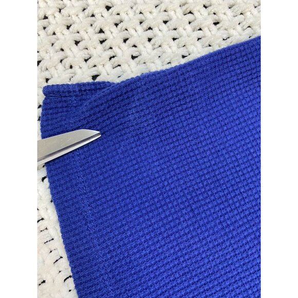 Quacker Factory Apple Embroidered Blue Waffle Sweater Top Women Size Medium Fall - Picture 9 of 13